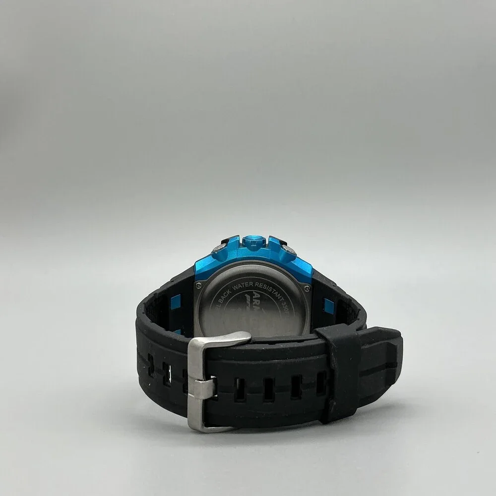 Armitron 40/8342 Mens Watch 53mm Digital Backlight Black Blue Resin New Battery